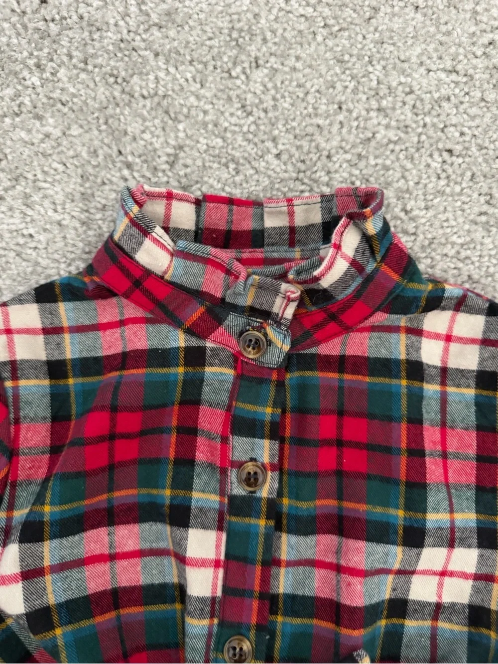 Kiel James Patrick Red Green White Plaid Button-Front Dress with Tie